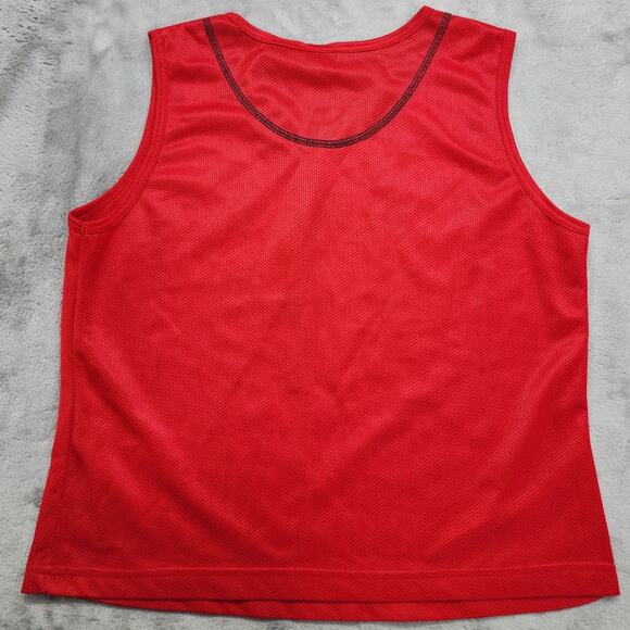 Vintage 90s Bum Equipment Top Womens M Red Blue Sleeveless V-Neck Tank Mesh - Picture 3 of 9